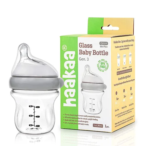 Vista 7 de Haakaa Generation 3 - Biberón de vidrio de 4 oz/4.1 fl oz, paquete de 1 (gris)