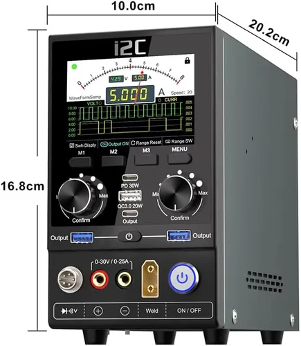 Vista 9 de I2C P30S Estación de soldadura 2 en 1 Estación de soldadura de pistola de aire caliente, soldador eléctrico, funciones de aire caliente, pantalla