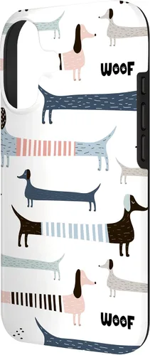 Vista 2 de Dachshund Weenie Weiner Dog - Carcasa para iPhone 17, diseño azul, rosa y blanco