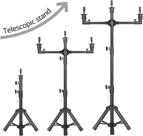 Vista 6 de AliLeader - Trípode para peluca de 50 pulgadas y 3 brazos (cabeza de maniquí no incluida) Acero inoxidable, para entrenamiento de peluquería