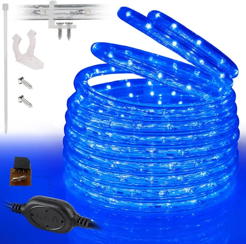 Vista 11 de Cuerda de luces LED de color blanco cálido de 10 pies, conectable al aire libre, permanente, impermeable, iluminación exterior, funda de PVC