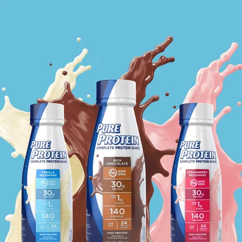 Vista 8 de Pure Protein Batido de proteína de chocolate, 1.06 oz de proteína completa, listo para beber y apto para dieta cetogénica, vitaminas A, C, D y E más