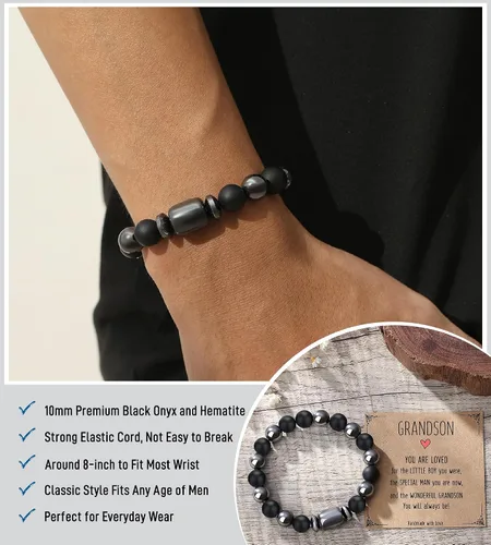 Vista 5 de Pulseras hechas a mano para hombres, regalos geniales para él, novio, marido, papá, hijo, abuelo, nieto, hermano, relleno de calcetines de Navidad