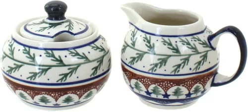 Vista 15 de Set de crema y azúcar de ballina de cerámica polaca Blue Rose