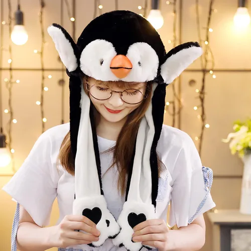 Vista 7 de GADMEXILY Gorro de peluche con orejas de animal para saltar para Halloween, Navidad, cosplay, novedad, gorra de fiesta para adultos, mujeres y niños