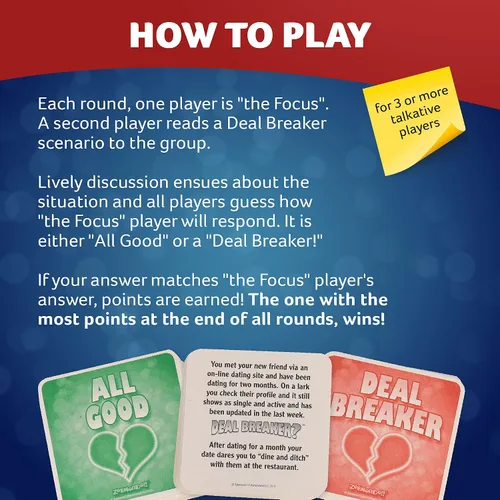Vista 5 de Zobmondo!! Juego de cartas de citas para adultos Deal Breaker para adultos, Juegos para adultos para noche de juegos y noche de cita