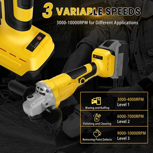 Vista 3 de Amoladora angular inalámbrica para batería Dewalt de 20 V máximo, amoladora sin escobillas de 10000 rpm, herramientas eléctricas con muelas y mango