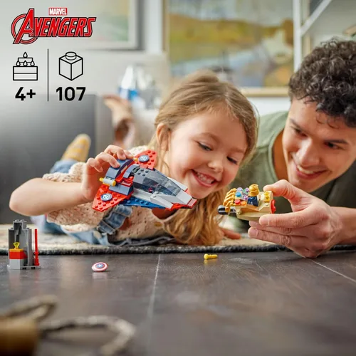 Vista 2 de LEGO Marvel Capitán América vs. Thanos Juguetes de Construcción - Juego de Simulación para Niños y Niñas, Edades 4+ - Bloques de Construcción