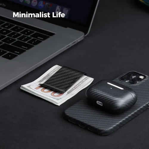 Vista 11 de CL CARBONLIFE Billetera de fibra de carbono con clip para dinero en efectivo y tarjeta de crédito, clip minimalista súper delgado y ligero