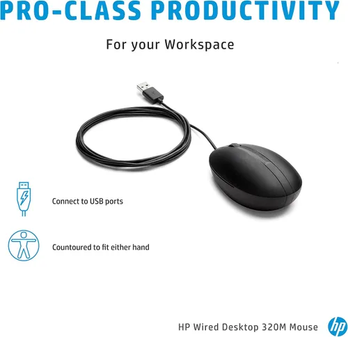 Vista 2 de HP Ratón de escritorio con cable de 320M