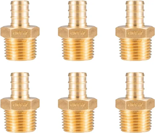 Vista 14 de (5 unidades) Adaptador de rosca NPT hembra de 3/4 pulgadas PEX x 3/4 pulgadas F1807, conector de engarce de latón LF para tubería PEX-b