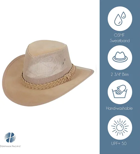 Vista 3 de Dorfman Pacific Co. sombrero absorbente con lados de malla para hombre, LXL, Natural