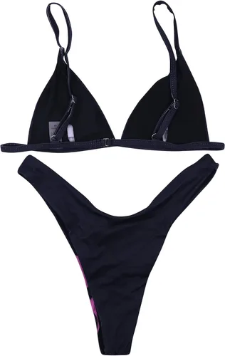 Vista 7 de AIBEARTY Traje de baño de dos piezas con estampado de calaveras para mujer, conjunto de bikini triangular de corte alto para fiesta, festival