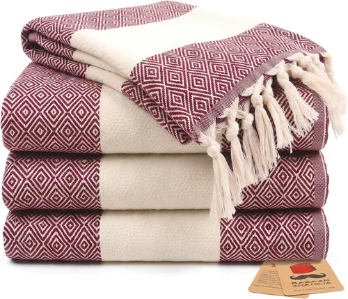 Vista 27 de Bazaar Anatolia Toallas de mano – Juego de 4 39 x 19 pulgadas – Toalla de mano turca a rayas para baño, 100% algodón, cocina, cara, cabello, té
