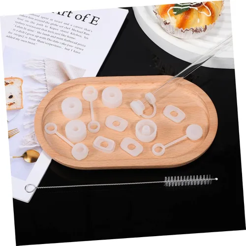Vista 5 de COLLBATH Juego de tapones de silicona para derrames de 12 piezas, incluye tapones, fundas para popote y cepillos de limpieza compatibles