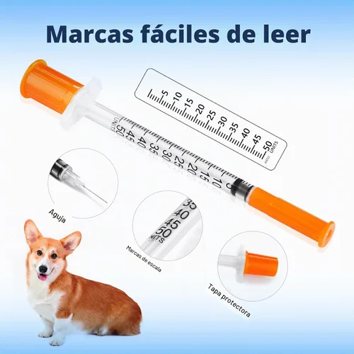 Vista 4 de CAILOS - Jeringa de 30G 0.5ml U-100, 0.5cc, calibre 30, 5/16 de pulgada (8mm), suministros de laboratorio desechables, paquete de 20