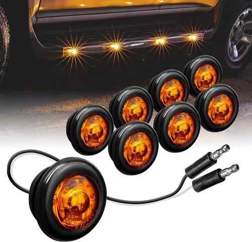 Vista 9 de TRUE MODS Luz de marcador LED redonda ámbar de 3/4 pulgadas para remolque 12V [DOT FMVSS 108] [SAE P2PC] [Salida semiesférica] [Impermeable IP67]
