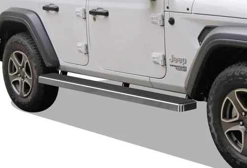 Vista 11 de APS iBoard - Estribos para Jeep Wrangler JL, tamaño mediano, 4 pulgadas, Aluminio negro