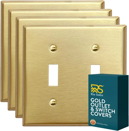 Vista 71 de Rio Salto BRASS Signature Collection MIDSIZE - Placa de pared de metal dorado para interruptor de luz o cubierta de tomacorriente, placa de pared
