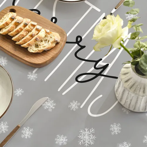 Vista 16 de Horaldaily Mantel de Navidad rectangular de 52 x 70 pulgadas con árboles de Beige