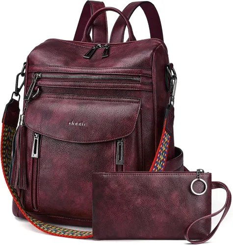 Vista 17 de Shrrie - Mochila de cuero para mujer, bolso de moda, mochila de cuero para mujer, mochila de viaje de diseñador, bolso de hombro convertible