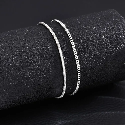 Vista 8 de Moodear Christmas Gifts Stackable Bracelets for Men - Dainty Silver Cuban Link Stackable Snake Chain Stainless Steel Bracelets Trendy Jewelry Gift