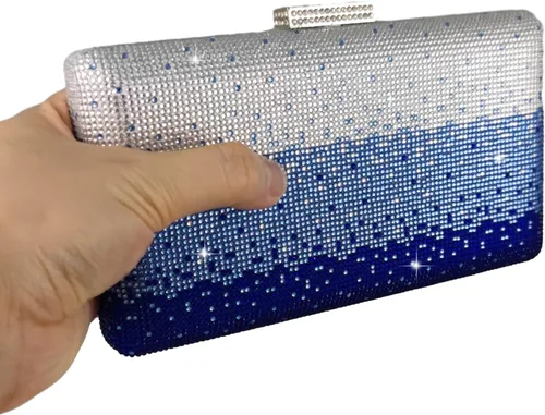 Vista 7 de Boutique De FGG Elegantes bolsos de noche de cristal para mujer, caja de fiesta formal, embrague, boda, diamantes de imitación, bolso de novia