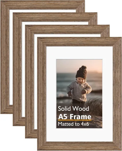 Vista 73 de KINLINK Marco de fotos de 3.5 x 5 pulgadas, color negro ceniza, marcos de madera maciza con plexiglás para mesa y montaje en pared, marcos de fotos