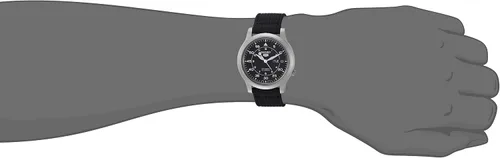 Vista 3 de Seiko SNK809 reloj de acero inoxidable plateado automático con correa de lona negra para hombre