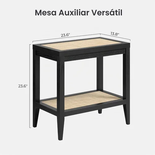 Vista 2 de SICOTAS Mesa auxiliar de ratán con almacenamiento, mesa de sala de estar