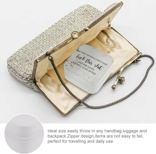 Vista 3 de Pequeño organizador de joyería de viaje, estuche de almacenamiento para anillos, aretes, collar, regalos para mujer, novia, mejor amiga, una mujer