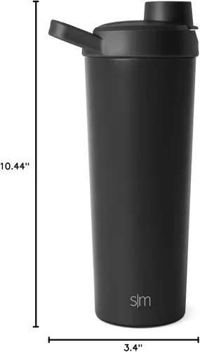 Vista 8 de Simple Modern - Botella agitadora de acero inoxidable con bola de 24 onzas Taza metálica aislada para mezclas de proteínas, batidos y Negro