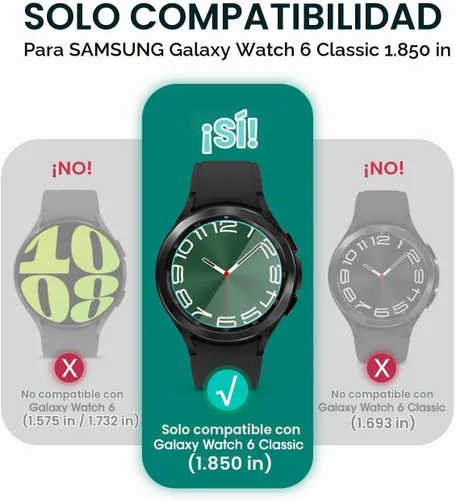 Vista 2 de SUPCASE - Funda clásica para Galaxy Watch 6 de 1.850 in (2023) con correa, color negro 2 protectores de pantalla, resistente a los arañazos