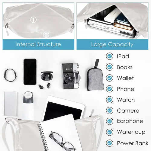 Vista 3 de MEEQUE Bolso bandolera Crescent de gran capacidad para mujer