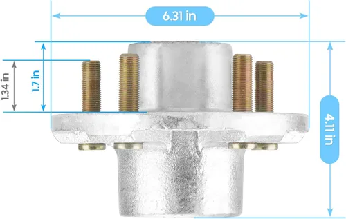 Vista 3 de SEHNSUCHT Kit de Cubo Tensor de Rueda de Remolque, 5 Agujeros, Cubo Tensor de Perno de 4.5" para Ejes de Remolque de 3500lb, Compatible con Eje
