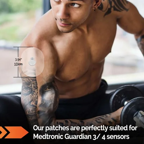 Vista 5 de Paquete de 40 parches para sensores Medtronic, parche impermeable Guardian 4 sensores, parches de sensor CGM precortados fáciles de usar, protegen