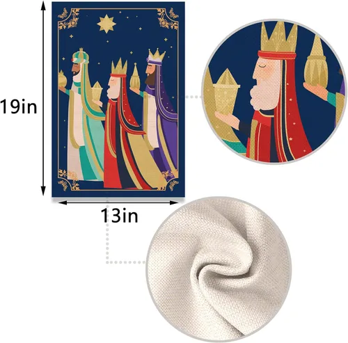 Vista 3 de Nepnuser Bandera de jardín Feliz Dia de Reyes para decoración del día de la Epifanía, tres sabios, reyes santos, doble cara, letrero para patio