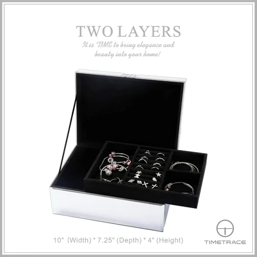 Vista 6 de Joyero grande de cristal con diamantes de imitación organizador de joyas caja decorativa para mujeres y niñas regalo lujoso
