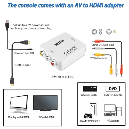 Vista 4 de ZeroStory Retro Game Console, HDMI and AV Output 8-Bit Classic Mini Game Console with Built-in 620 Games and 2 Retro Controller for Christmas