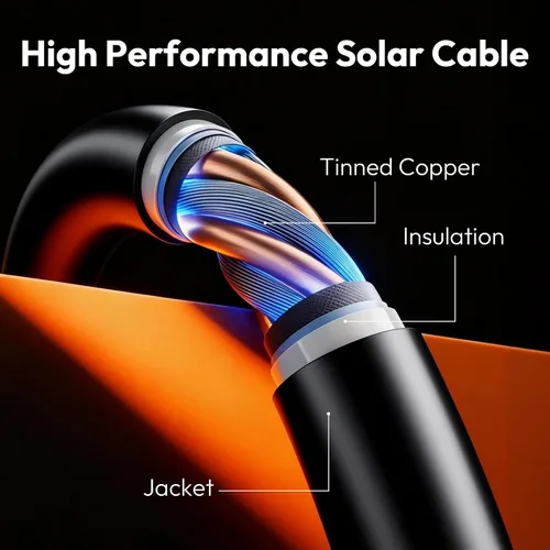 Vista 2 de JJN Cable de extensión solar 8AWG (10 mm²) 20 pies con conector MC4 y 8 pies con conector OT, kit de adaptador de panel solar, herramienta