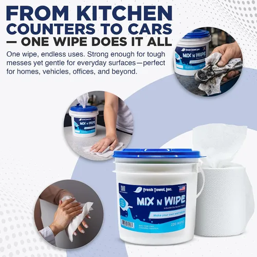 Vista 6 de Fresh Towel Mix-N-Wipe - Recambio de toallitas secas, 1 paquete (220 hojas), haz tus propias toallitas húmedas, hojas de 6 x 9 pulgadas, toallas
