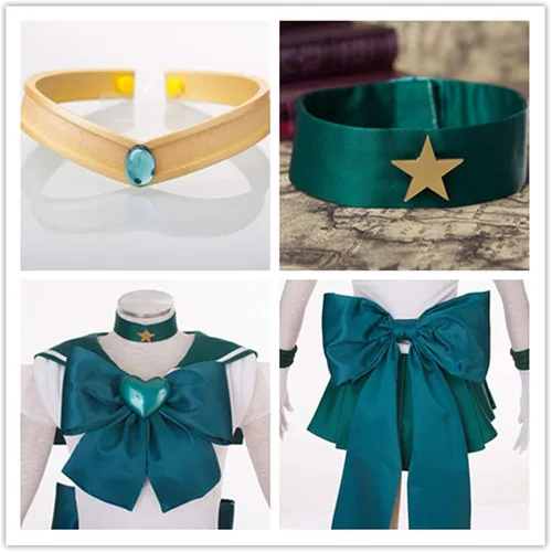 Vista 5 de YOUYI Disfraz de Neptune para mujer, talla estadounidense, traje de combate Super S, falda verde