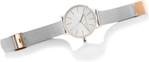 Vista 4 de Armani Exchange - Reloj de cuarzo de acero inoxidable para mujer con correa de cuero