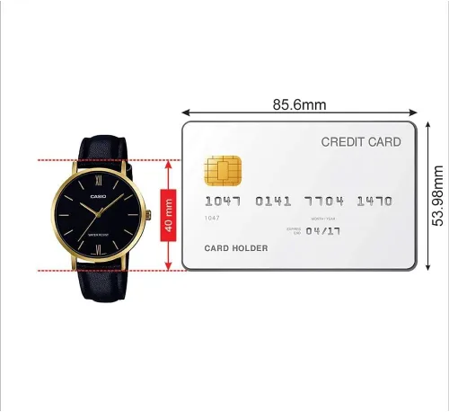 Vista 7 de Casio LTP-VT01GL-1B nuevo reloj analógico original para mujer correa de cuero negro LTP-VT01