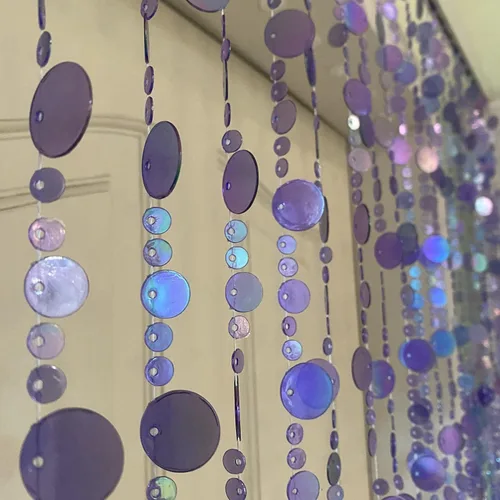Vista 5 de Cortina de puerta con cuentas de cristal iridiscente en forma de burbuja para separar ambientes, decoración de fiesta de boda para el hogar