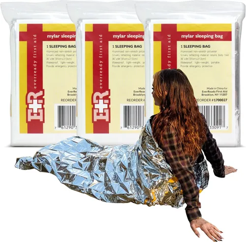 Vista 7 de Ever Ready First Aid Saco de dormir para acampar de supervivencia de Mylar para espacio de emergencia 36" x 84