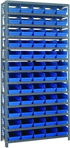 Vista 184 de Quantum QSBU-245BK Heavy Duty Shelving Unit with (7) Shelves and (24) QUS245 Black Bins for Garage Warehouse Storage Distribution 400 lb Load