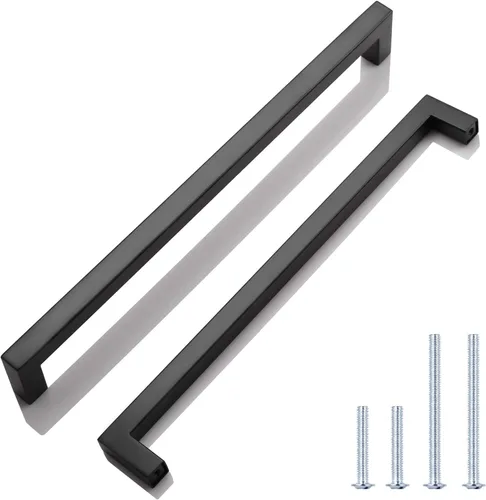 Vista 42 de Juego de manijas de puerta de acero inoxidable de 1/2 de ancho, esquinas cuadradas, para armario de cocina
