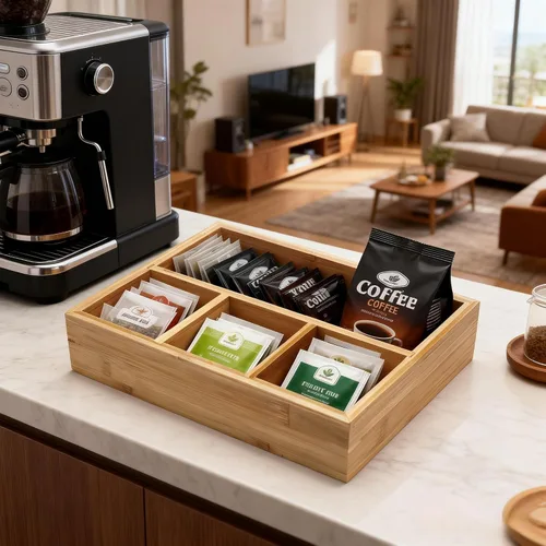 Vista 4 de XIMISISE Soporte para bolsa de té, organizador de almacenamiento de bolsas de té, cesta de caramelo de té, organizador de paquetes de azúcar