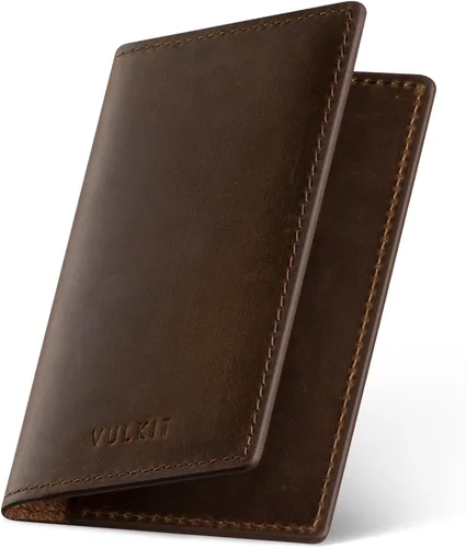 Vista 18 de VULKIT - Tarjetero de cuero para tarjetas de visita de dos lados, organizador delgado de tarjetas de nombre para negocios para hombres o mujeres